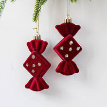 Load image into Gallery viewer, 2Pcs Christmas Hanging Decorations Red Velvet Flocked Garland Bow Tree Christmas Party Decorations Hanger Mantel Door Hanging Bell Ornament
