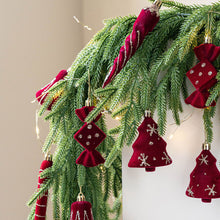 Load image into Gallery viewer, 2Pcs Christmas Hanging Decorations Red Velvet Flocked Garland Bow Tree Christmas Party Decorations Hanger Mantel Door Hanging Bell Ornament
