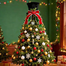 Load image into Gallery viewer, Christmas Party Decor Hat Festive Tree Topper Accessory Festive Christmas Tree Topper Hats Velvet with Bow for Home
