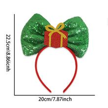 Load image into Gallery viewer, Christmas Bow Headbands Sequins Bow Tie Hair Band Xmas Hair Hoops for Women Girls Party Cosplay Christmas Decorations
