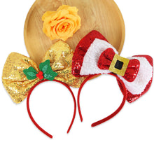 Load image into Gallery viewer, Christmas Bow Headbands Sequins Bow Tie Hair Band Xmas Hair Hoops for Women Girls Party Cosplay Christmas Decorations
