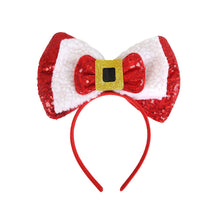 Load image into Gallery viewer, Christmas Bow Headbands Sequins Bow Tie Hair Band Xmas Hair Hoops for Women Girls Party Cosplay Christmas Decorations
