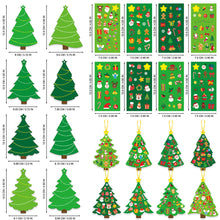 Load image into Gallery viewer, 24pcs Christmas Tree Cards DIY Crafts For Kids DIY Xmas Tree Ornaments With Sticker Kits DIY Handmade Cards Stickers With Ribbon New Year's Decor
