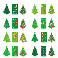 Load image into Gallery viewer, 24pcs Christmas Tree Cards DIY Crafts For Kids DIY Xmas Tree Ornaments With Sticker Kits DIY Handmade Cards Stickers With Ribbon New Year's Decor

