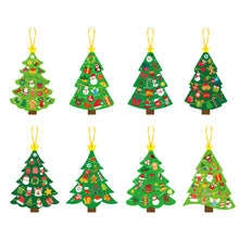 Load image into Gallery viewer, 24pcs Christmas Tree Cards DIY Crafts For Kids DIY Xmas Tree Ornaments With Sticker Kits DIY Handmade Cards Stickers With Ribbon New Year's Decor
