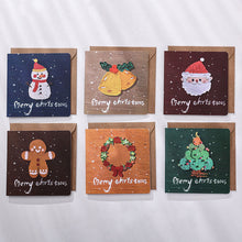 Load image into Gallery viewer, 6pcs Christmas Greeting Card Folding Gift Card With Envelopes And Stickers Xmas Blessing Card New Year Party Invitation Cards
