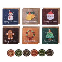 Load image into Gallery viewer, 6pcs Christmas Greeting Card Folding Gift Card With Envelopes And Stickers Xmas Blessing Card New Year Party Invitation Cards

