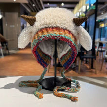 Load image into Gallery viewer, Winter Cute Little Sheep Ear Hat Thick Plush Knitted Hat Girls Winter Warm Ear Protection Beanies Hat Women Comfortable Horn Pullover Hats
