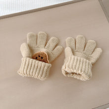 Load image into Gallery viewer, 3-7Y Baby Cartoon Bear Mittens Winter Warm Kids Girl Solid Doll Gloves Knitted Children Toddler Thick Teething Mitten
