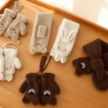 Load image into Gallery viewer, 2Years + Korean Style Children's Scarf Winter New Ins Cartoon Bear Boys and Girls Baby Scarfs Gloves
