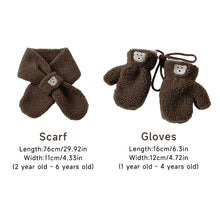 Load image into Gallery viewer, 2Years + Korean Style Children's Scarf Winter New Ins Cartoon Bear Boys and Girls Baby Scarfs Gloves
