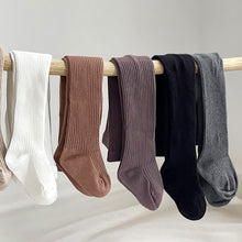 Load image into Gallery viewer, 1 Pcs Girls Pantyhose Kids Knitted Leggings Tights Stretchy Vertical Stripe Solid Color Baby Toddler Long Socks
