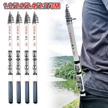 Load image into Gallery viewer, 1.8-3M Telescopic Fiberglass Rock Fishing Rod Portable Ultralight Spinning Rod for Bass and Carp
