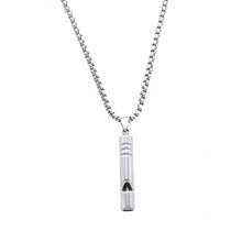 Load image into Gallery viewer, Outdoor Camping Hiking Survival Whistle with Necklace/Keychain Fashion Zinc Alloy Whistle Pendant
