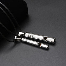 Load image into Gallery viewer, Outdoor Camping Hiking Survival Whistle with Necklace/Keychain Fashion Zinc Alloy Whistle Pendant
