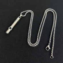 Load image into Gallery viewer, Outdoor Camping Hiking Survival Whistle with Necklace/Keychain Fashion Zinc Alloy Whistle Pendant
