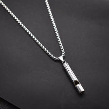 Load image into Gallery viewer, Outdoor Camping Hiking Survival Whistle with Necklace/Keychain Fashion Zinc Alloy Whistle Pendant
