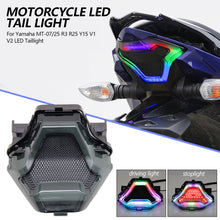 Load image into Gallery viewer, Motorcycle LED Tail Light Rear Brake Lamp Integrated Turn Signal Remote Control RGB Colorful Light for Yamaha MT-07/25 R3 R25 Y15 V1 V2 LED Taillight
