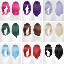 Load image into Gallery viewer, 40cm Medium Basic Anime Cosplay Wig Bang Blond Black White Red Pink Green Brown Gold Blue Heat Resistant Synthetic Hair Wigs
