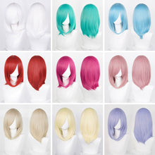 Load image into Gallery viewer, 40cm Medium Basic Anime Cosplay Wig Bang Blond Black White Red Pink Green Brown Gold Blue Heat Resistant Synthetic Hair Wigs
