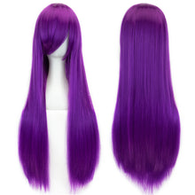 Load image into Gallery viewer, 80cm Colorful Long Straight Synthetic Hair White Purple Black Cosplay Wig For Men And Women Synthetic Wig Anime Styling

