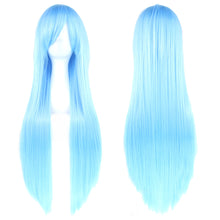 Load image into Gallery viewer, 80cm Colorful Long Straight Synthetic Hair White Purple Black Cosplay Wig For Men And Women Synthetic Wig Anime Styling

