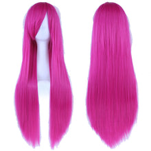 Load image into Gallery viewer, 80cm Colorful Long Straight Synthetic Hair White Purple Black Cosplay Wig For Men And Women Synthetic Wig Anime Styling
