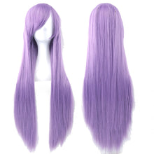 Load image into Gallery viewer, 80cm Colorful Long Straight Synthetic Hair White Purple Black Cosplay Wig For Men And Women Synthetic Wig Anime Styling
