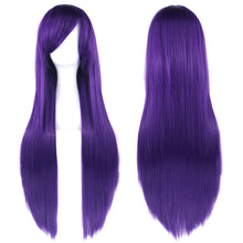 Load image into Gallery viewer, 80cm Colorful Long Straight Synthetic Hair White Purple Black Cosplay Wig For Men And Women Synthetic Wig Anime Styling
