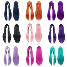 Load image into Gallery viewer, 80cm Colorful Long Straight Synthetic Hair White Purple Black Cosplay Wig For Men And Women Synthetic Wig Anime Styling
