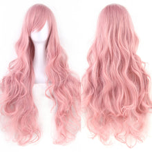 Load image into Gallery viewer, 80cm Colorful Curly Long Synthetic Hair Green Wig Hairpiece Pink Black Party Hair Cosplay Wigs for Women

