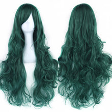 Load image into Gallery viewer, 80cm Colorful Curly Long Synthetic Hair Green Wig Hairpiece Pink Black Party Hair Cosplay Wigs for Women
