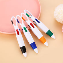 Load image into Gallery viewer, Smooth Writing Retractable 4-in-1 Multi-Colored Ink Ballpoint Pens with Carabiner Clip Keychain Pack of 4-12 Bulk for Adult
