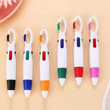 Load image into Gallery viewer, Smooth Writing Retractable 4-in-1 Multi-Colored Ink Ballpoint Pens with Carabiner Clip Keychain Pack of 4-12 Bulk for Adult
