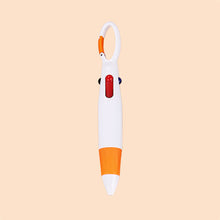 Load image into Gallery viewer, Smooth Writing Retractable 4-in-1 Multi-Colored Ink Ballpoint Pens with Carabiner Clip Keychain Pack of 4-12 Bulk for Adult
