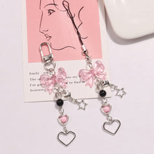 Load image into Gallery viewer, Phone Charm Pink Silve Bow Heart Star Keychain Pendant Key Chain Bag Phone Chain Cute Accessory For Girls Women Jewelry
