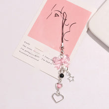 Load image into Gallery viewer, Phone Charm Pink Silve Bow Heart Star Keychain Pendant Key Chain Bag Phone Chain Cute Accessory For Girls Women Jewelry
