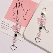 Load image into Gallery viewer, Phone Charm Pink Silve Bow Heart Star Keychain Pendant Key Chain Bag Phone Chain Cute Accessory For Girls Women Jewelry
