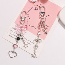 Load image into Gallery viewer, Phone Charm Pink Silve Bow Heart Star Keychain Pendant Key Chain Bag Phone Chain Cute Accessory For Girls Women Jewelry

