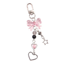 Load image into Gallery viewer, Phone Charm Pink Silve Bow Heart Star Keychain Pendant Key Chain Bag Phone Chain Cute Accessory For Girls Women Jewelry
