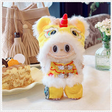 Load image into Gallery viewer, For 17cm Labubu Doll New Year Festive Red Golden Traditional Chinese Lion Dance Costumes Outfits Accessories
