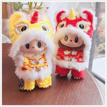 Load image into Gallery viewer, For 17cm Labubu Doll New Year Festive Red Golden Traditional Chinese Lion Dance Costumes Outfits Accessories
