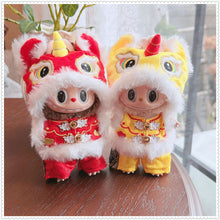 Load image into Gallery viewer, For 17cm Labubu Doll New Year Festive Red Golden Traditional Chinese Lion Dance Costumes Outfits Accessories
