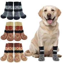 Load image into Gallery viewer, 4Pcs/Set Anti-slip Protect Paws Dog Socks Black Tie Anti-shedding Breathable Non-slip Socks For Medium Large Elderly Dog
