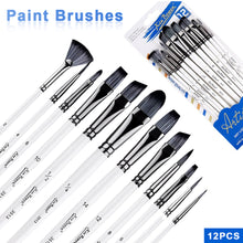 Load image into Gallery viewer, Artist Nylon Brush Set Wood Handle Watercolor Brush Beginner Professional Wall Painting Acrylic Paint Board Tools Art Supplies
