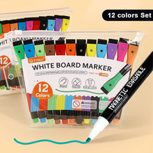 Load image into Gallery viewer, 1PC/12PCS Magnetic Whiteboard Markers Erasable Liquid Chalk Markers with Eraser Water-base Ink Quick Drying Office Supplies
