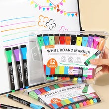 Load image into Gallery viewer, 1PC/12PCS Magnetic Whiteboard Markers Erasable Liquid Chalk Markers with Eraser Water-base Ink Quick Drying Office Supplies
