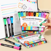 Load image into Gallery viewer, 1PC/12PCS Magnetic Whiteboard Markers Erasable Liquid Chalk Markers with Eraser Water-base Ink Quick Drying Office Supplies
