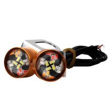 Load image into Gallery viewer, 2Pcs 12V Motorcycle Eagle Eye LED Light 20 LEDs RGB Multicolor &amp; Strobe Brake Warning Light Waterproof Mirror Mount Design
