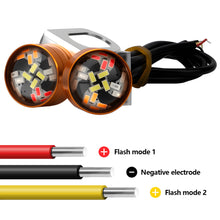 Load image into Gallery viewer, 2Pcs 12V Motorcycle Eagle Eye LED Light 20 LEDs RGB Multicolor &amp; Strobe Brake Warning Light Waterproof Mirror Mount Design
